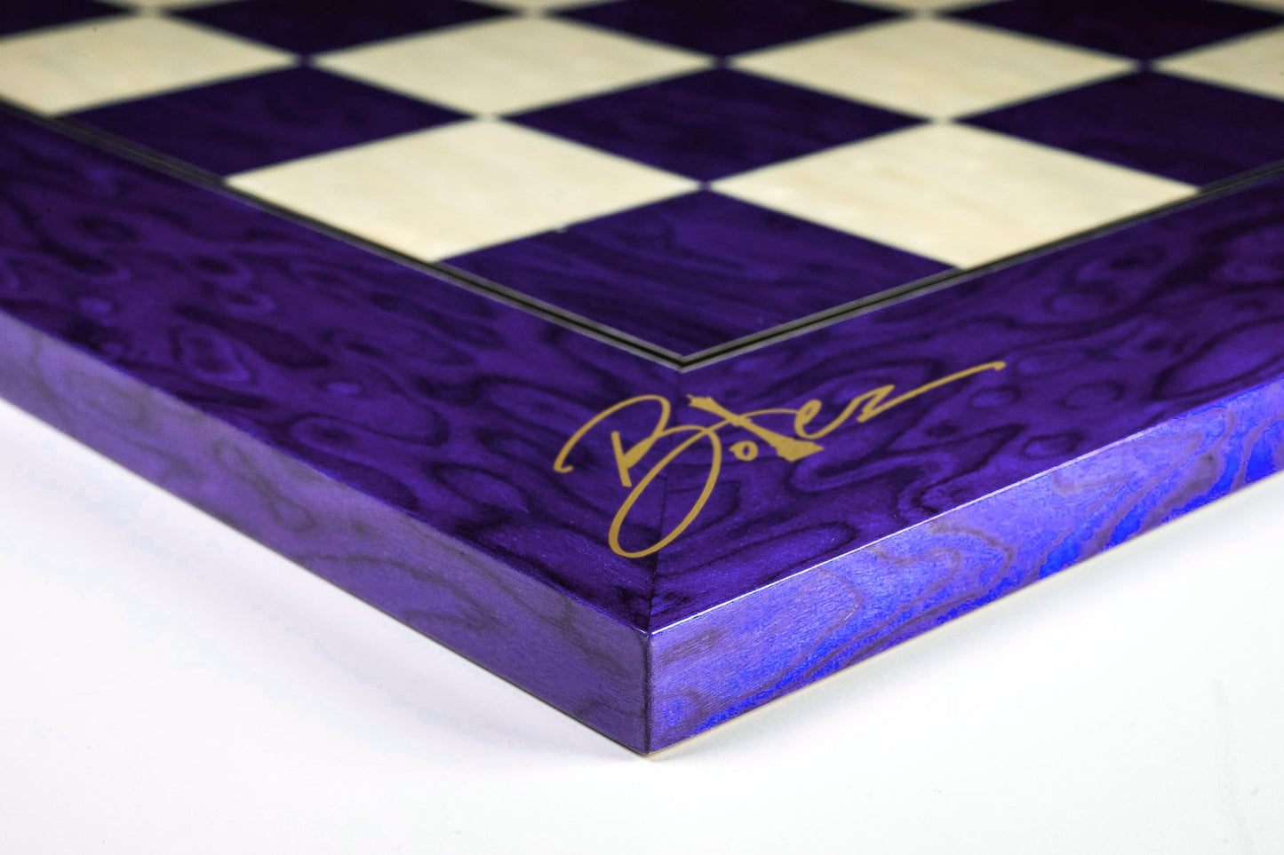 High Gloss Spanish Veneered Chess Board (Purple Ash Burl + Erable)