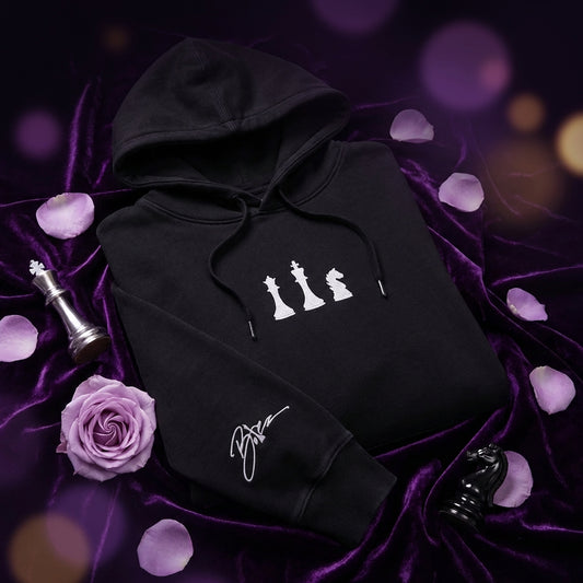 Heavyweight Black Hoodie w/ Silver Embroidery