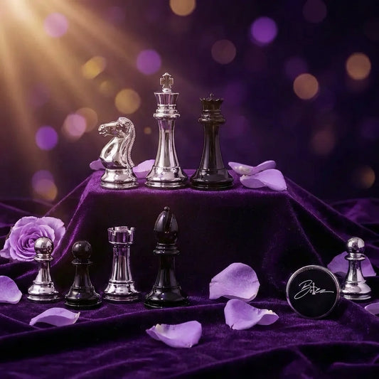 Silver and Black Chess Pieces