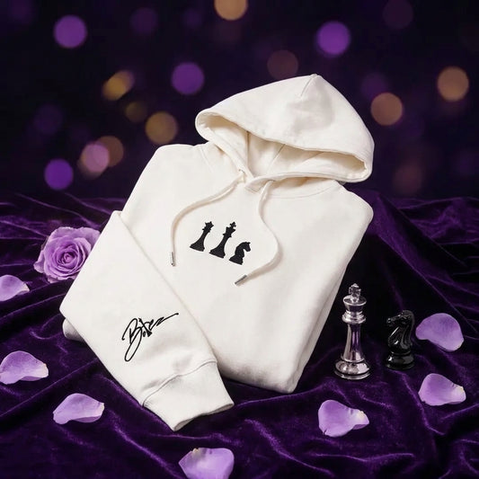 Heavyweight White Hoodie w/ Black Embroidery